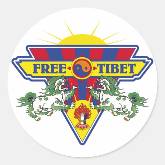 Sticker Rond Logo du drapeau du Tibet libre (Devant)