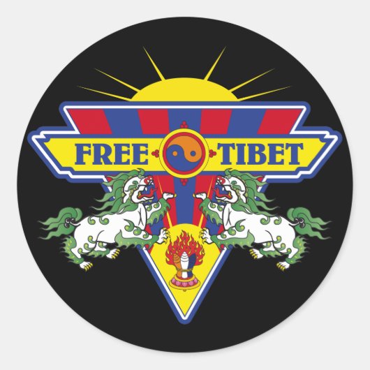Sticker Rond Logo du drapeau du Tibet libre (Devant)