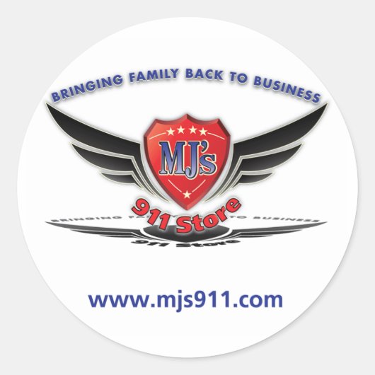 Sticker Rond Logo du magasin MJ'S 911 (Devant)