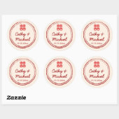 Sticker Rond Logo du mariage chinois rose double bonheur (Feuille)