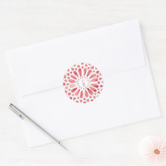 Sticker Rond Logo du Mariage Magenta Marocain Carreaux