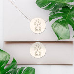 Sticker Rond Logo du Mariage Monogramme Monstera Personnalisé<br><div class="desc">Monstera Personnalisé Monogram Mariage Logo Classic Round Sticker,  Enregistrer La Date</div>