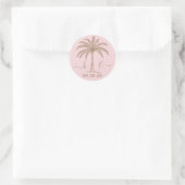Sticker Rond Logo du Mariage Monogramme personnalisé Palm Tree (Sac)