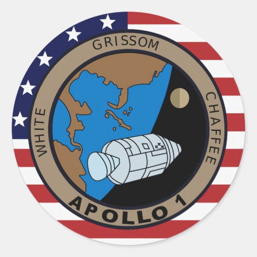 Sticker Rond Logo du patch de mission Apollo 1 (Devant)