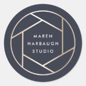 Sticker Rond Logo du photographe moderne Faux Gold (Devant)