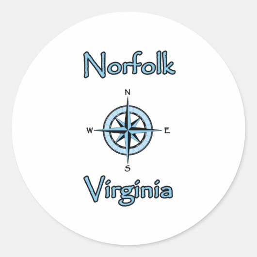 Sticker Rond Logo du Rose Norfolk Virginia Compass (Devant)