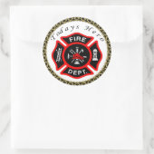 Sticker Rond Logo du service d'incendie Badge noir et rouge (Sac)