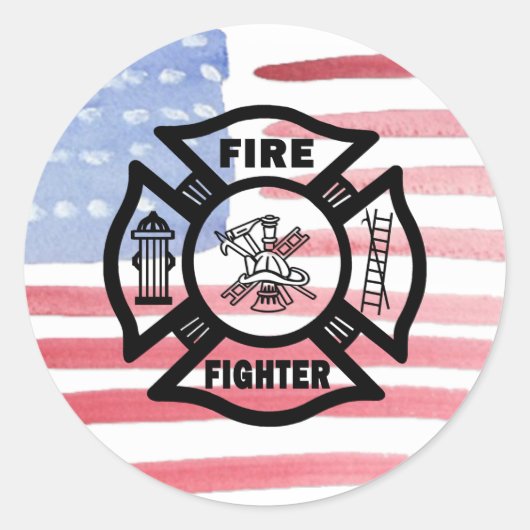 Sticker Rond Logo du service d'incendie des pompiers (Devant)