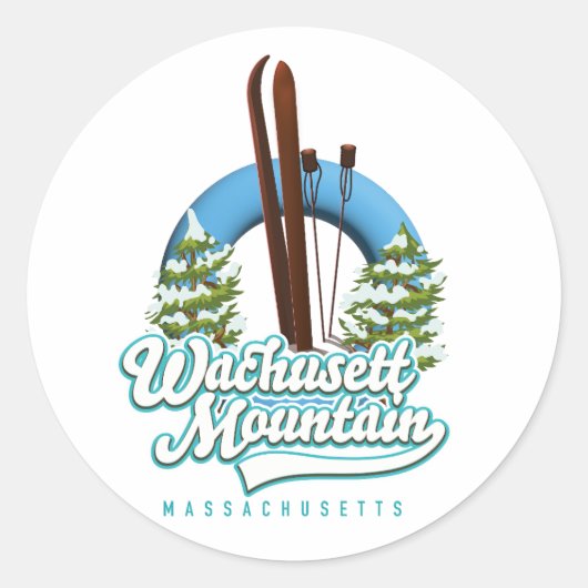Sticker Rond Logo du ski du Massachusetts de Wachusett Mountain (Devant)