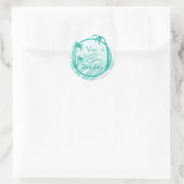 Sticker Rond Logo du Surf de plage Palm | aqua (Sac)
