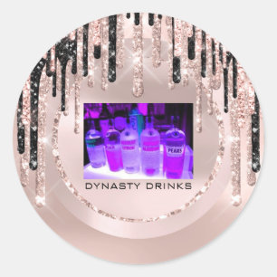 Sticker Rond Logo Dynasty Drinks, événement PurpleDrips Rose Pa