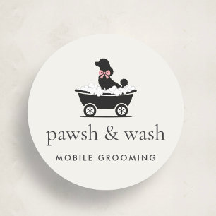 Sticker Rond Logo Élégant de Toiletteur Canin Mobile Classique