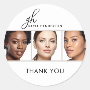 Sticker Rond Logo élégant en écriture noire Photo Maquillage Me