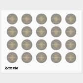 Sticker Rond Logo Elegant Gold Leaf sur Tan Carton Look (Feuille)