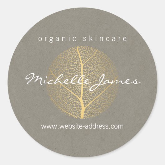 Sticker Rond Logo Elegant Gold Leaf sur Tan Carton Look (Devant)