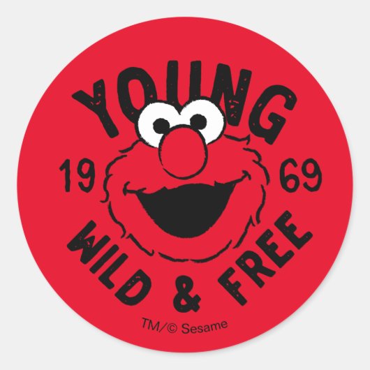 Sticker Rond Logo Elmo Skate - Young, Wild & Free 1969 (Devant)