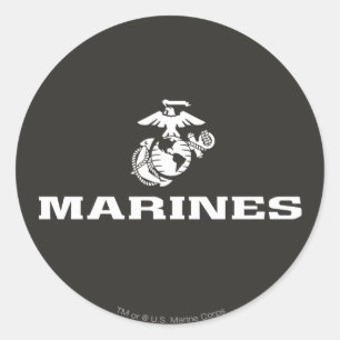 Sticker Rond Logo empilé USMC - Blanc