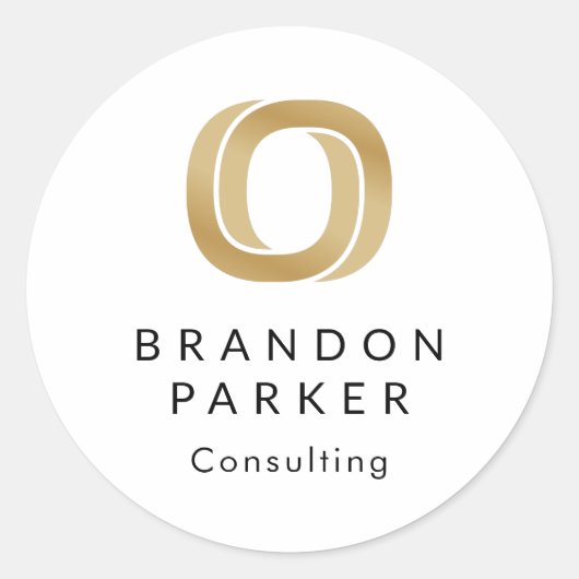 Sticker Rond Logo en or professionnel simple sur noir (Devant)