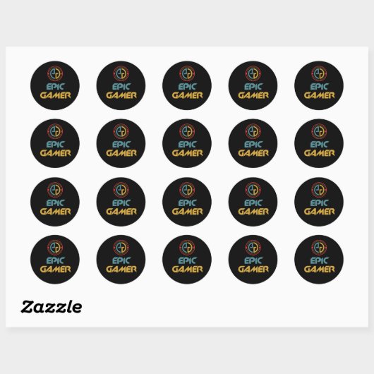 Sticker Rond Logo Epic Gamer Super cadeau pour les joueurs (Feuille)