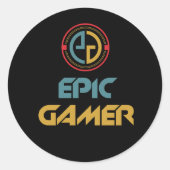 Sticker Rond Logo Epic Gamer Super cadeau pour les joueurs (Devant)