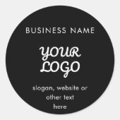 Sticker Rond Logo et texte promotionnels modernes | Noir et bla (Devant)