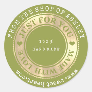 Sticker Rond Logo fait main Nom Web Heart Love Green Energy Gol