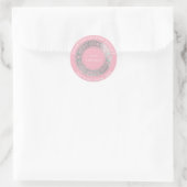 Sticker Rond Logo fait main Nom Web Heart Love Pink Silver Wow (Sac)