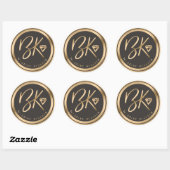 Sticker Rond Logo Faux Gold Foil Diamond & Black Custom Company (Feuille)