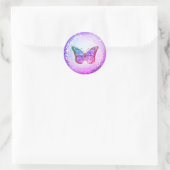 Sticker Rond logo faux holographique à papillon violet (Sac)