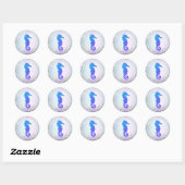 Sticker Rond logo faux holographique bleu (Feuille)