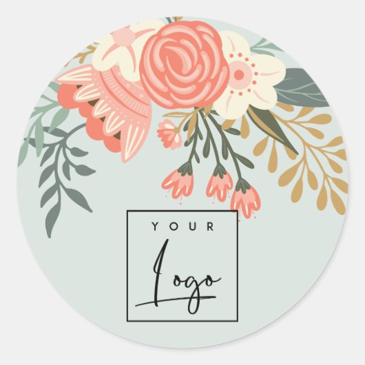 Sticker Rond Logo floral d'Ambrosia Bleu Dusky (Devant)