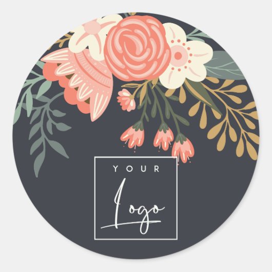 Sticker Rond Logo floral d'Ambrosia Noir Dusky (Devant)
