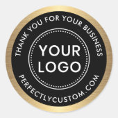 Sticker Rond Logo golden gradient border business merci (Devant)