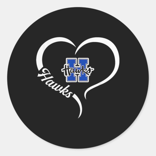 Sticker Rond Logo Hillsboro Hawks Demi-Coeur Slogan Hs (Devant)