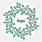 Sticker Rond Logo Holly Wreath Business Holidays (Devant)