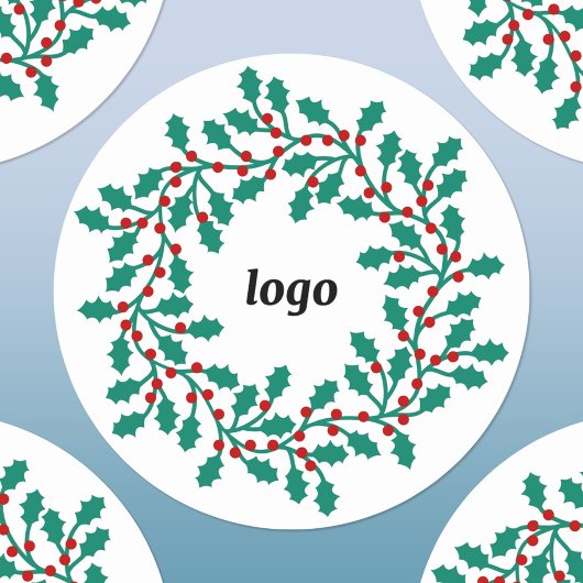 Sticker Rond Logo Holly Wreath Business Holidays