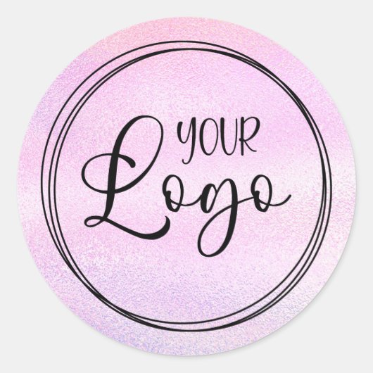 Sticker Rond Logo Holographique Faux Pink Foil (Devant)