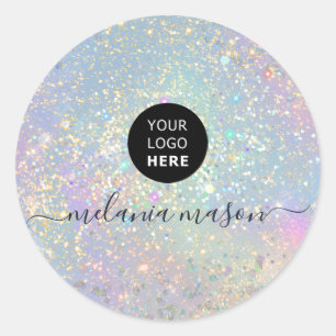 Sticker Rond Logo Holographique Parties scintillant Glam Élégan