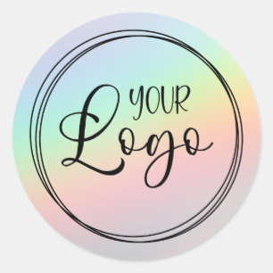 Sticker Rond Logo Holographique vintage arc-en-ciel
