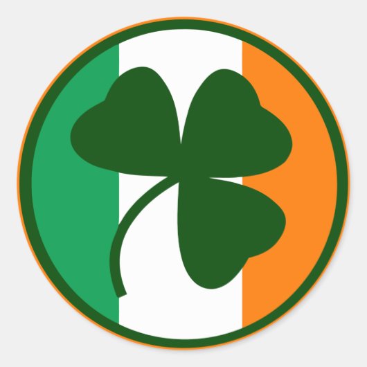 Sticker Rond Logo irlandais, shamrock aux couleurs du drapeau (Devant)