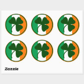 Sticker Rond Logo irlandais, shamrock aux couleurs du drapeau (Feuille)