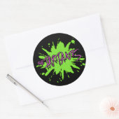 Sticker Rond Logo Irritants Splat Rose/Vert (Enveloppe)