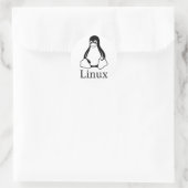 Sticker Rond Logo Linux avec Tux le Penguin Linux (Sac)