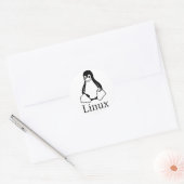 Sticker Rond Logo Linux avec Tux le Penguin Linux (Enveloppe)