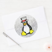 Sticker Rond Logo Linux Tux Penguin Top Hat Binary Ubuntu (Enveloppe)