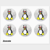 Sticker Rond Logo Linux Tux Penguin Top Hat Binary Ubuntu (Feuille)