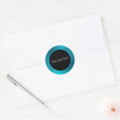 Sticker Rond Logo Merci Business Turquoise Metallic (Enveloppe)