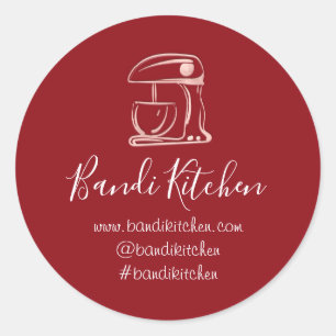 Sticker Rond Logo Merci Cuisine de cuisine Robot Rose rouge