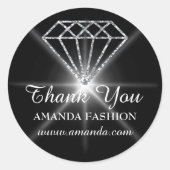 Sticker Rond Logo Merci Diamant Nom Web Business Black (Devant)