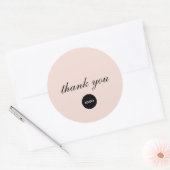 Sticker Rond Logo Merci Script Rose Pâle (Enveloppe)